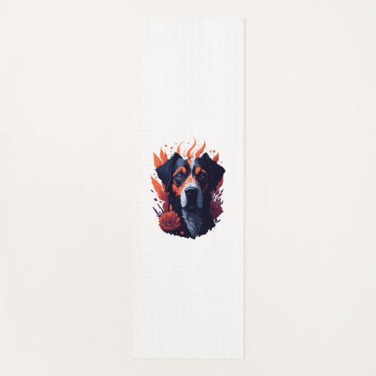 Tapis De Yoga Chien et fleurs (Devant)