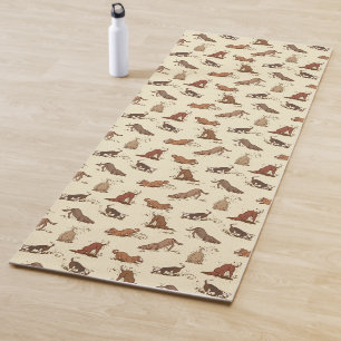Tapis De Yoga Chiens creuseurs - motif de vacances à la plage.