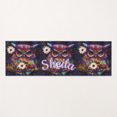 Tapis De Yoga Chouette florale impressionniste de Whimsical Pers (Devant (Horizontal))