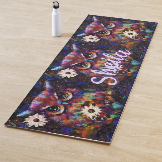 Tapis De Yoga Chouette florale impressionniste de Whimsical Pers (En situation)