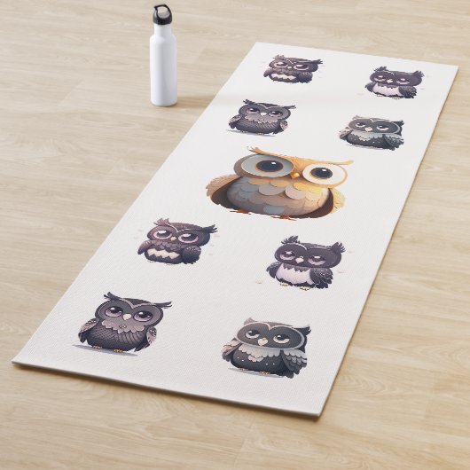 Tapis De Yoga Chouette noire Cute Kawaii Enfants (En situation)