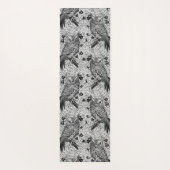 Tapis De Yoga Chouettes dans le chêne, noir et blanc (Dos)