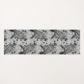 Tapis De Yoga Chouettes dans le chêne, noir et blanc (Devant (Horizontal))