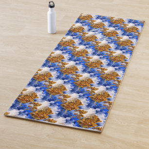 Tapis De Yoga Ciel Bleu Et Nuages Art Abstrait Personnalisé