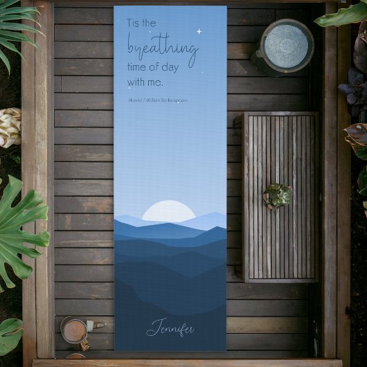 Tapis De Yoga Citation de respiration simple Blue Mountain Moon 
