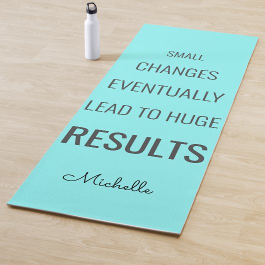 Tapis De Yoga Citation de succès Inspirationnelle Turquoise Bleu (En situation)