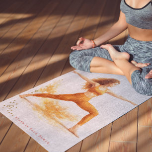 Tapis De Yoga Citation personnalisée illustrée du zodiaque Lion