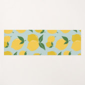 Tapis De Yoga Citron Motif Fruit Rétro Jaune Sur Vert (Devant (Horizontal))