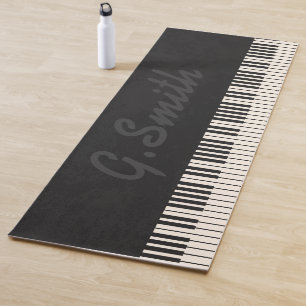 Tapis De Yoga Clavier de piano noir et blanc personnalisé. Ajou