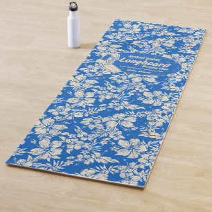Tapis De Yoga Club Surf Longboard Logo et Hibiscus Hawaiian
