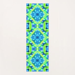 Tapis De Yoga Cobalt Blue et Lime Green Tie Dye Motif