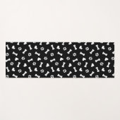Tapis De Yoga Coeur Chien Paws Et Os Noir     (Devant (Horizontal))