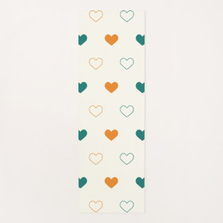 Tapis De Yoga Cœurs charmants / crème orange vert