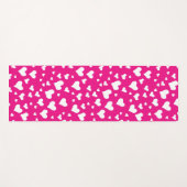 Tapis De Yoga Coeurs de balaie blanche sur Fuchsia rose (Devant (Horizontal))