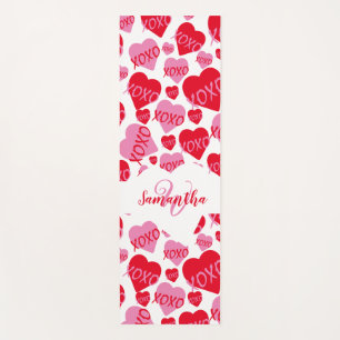 Tapis De Yoga Coeurs motifs XOXO Aimer Rouge rose blanc Monogram