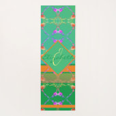 Tapis De Yoga Coeurs roses sur Turquoise et Apricot (Dos)