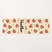 Tapis De Yoga Coeurs rouges et points noirs (Devant (Horizontal))