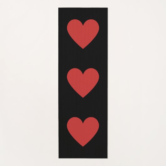 Tapis De Yoga Coeurs rouges mat arrière - plan noir (Devant)