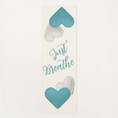 Tapis De Yoga Coeurs Turquoises et ivoiriens pointus "Juste resp (Devant)