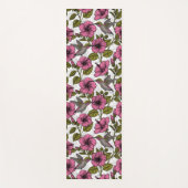 Tapis De Yoga Colibris et fleurs d'hibiscus roses (Devant)