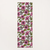Tapis De Yoga Colibris et fleurs d'hibiscus roses (Dos)