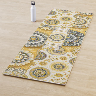 Tapis De Yoga Collage Mandala en jaune