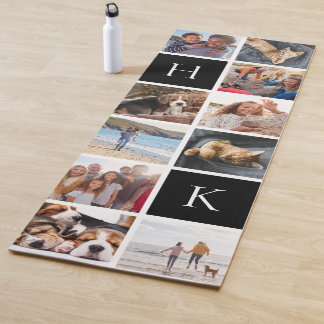 Tapis De Yoga Collage photo de famille personnalisée | Monogramm