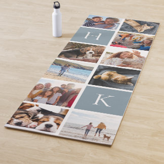 Tapis De Yoga Collage photo de famille personnalisée | Monogramm