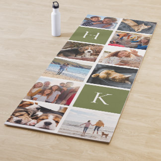 Tapis De Yoga Collage photo de famille personnalisée | Monogramm