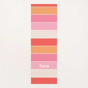 Tapis De Yoga Coloré Rose Peach Stripes de couleurs personnalisé