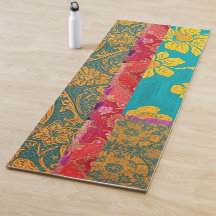 Tapis de Yoga - Coloré Vert Rouge Doré ORIENTAL