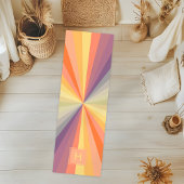 Tapis De Yoga Colorful Pastel Rainbow Monogram