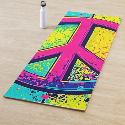 Tapis De Yoga Colorful Retro Peace Sign (En situation)