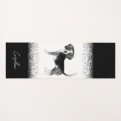 Tapis De Yoga Conception beagle Chien En Noir Et Blanc Avec Text (Devant (Horizontal))