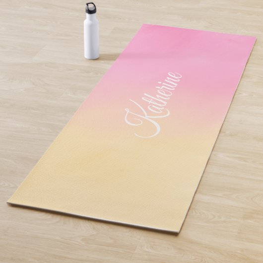 Tapis De Yoga Conception de dégradé rose jaune blush cool (En situation)