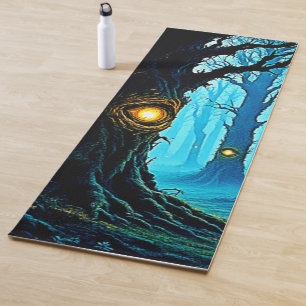 Tapis De Yoga Conception de forêt de l'oeil de fantasy sombre