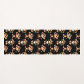 Tapis De Yoga Conception de motif singe noir  (Devant (Horizontal))