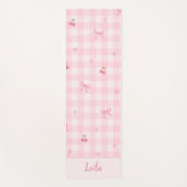 Tapis De Yoga Conception de nom de script à nœud cerise en vichy (Devant)