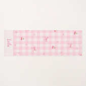 Tapis De Yoga Conception de nom de script à nœud cerise en vichy (Devant (Horizontal))