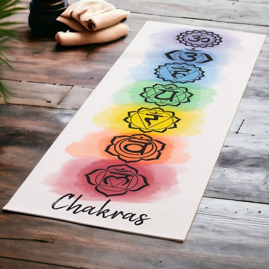 Tapis De Yoga Conception de sept chakra avec options de texte pe