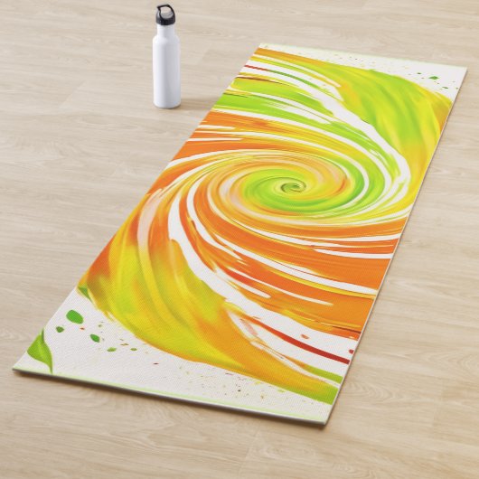 Tapis De Yoga Conception de spirale verte et orange (En situation)