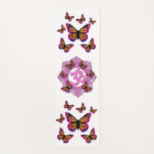 Tapis De Yoga Conception mandala ohm rose avec papillons Monarch (Devant)