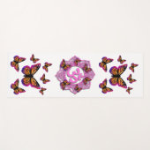 Tapis De Yoga Conception mandala ohm rose avec papillons Monarch (Devant (Horizontal))