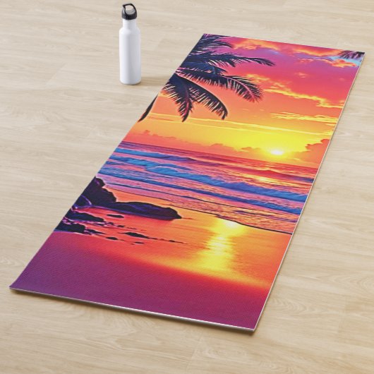 Tapis De Yoga Conception Tropical Sunset Paradise (En situation)