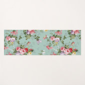 Tapis De Yoga Conception vintage de fleurs vertes (Devant (Horizontal))