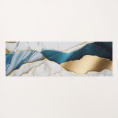 Tapis De Yoga Cool Blanc Turquoise Marbre Pierre Or (Dos (Horizontal))
