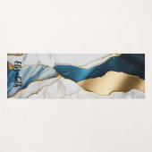 Tapis De Yoga Cool Blanc Turquoise Marbre Pierre Or (Devant (Horizontal))