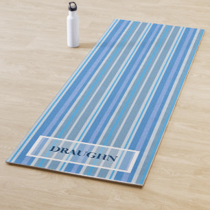 Tapis De Yoga Cool Bleu Bleu Bandes Nom personnalisé
