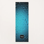 Tapis De Yoga Cool élégant Bleu gouttes d'eau Monogramme (Devant)