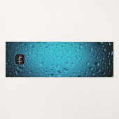 Tapis De Yoga Cool élégant Bleu gouttes d'eau Monogramme (Devant (Horizontal))